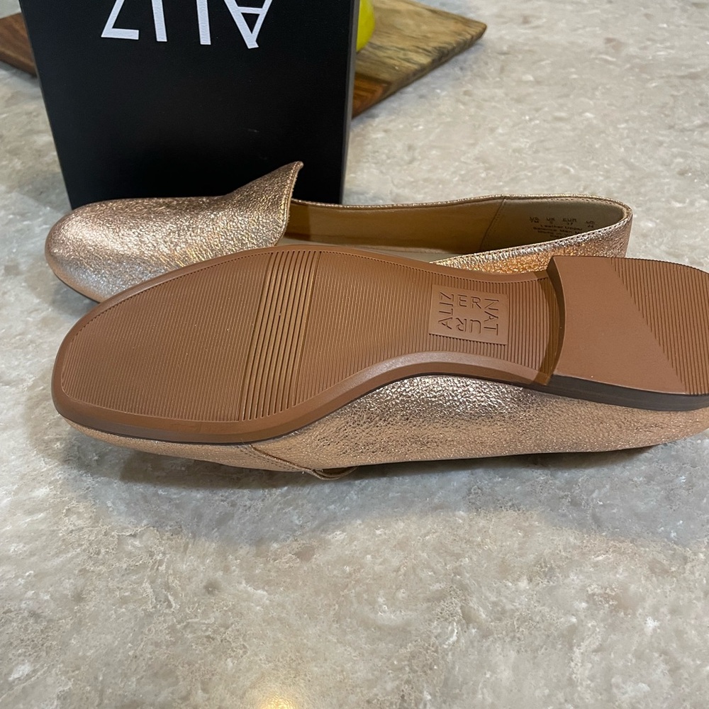 Naturalizer Rose Gold Metallic Slip-On Loafers - Picture 3 of 4